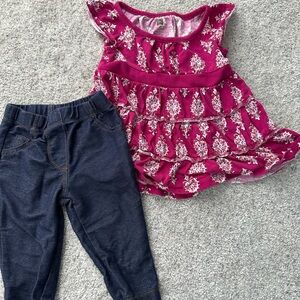 Baby Girl Tea Collection Flutter dress and Carter’s jeggings